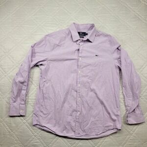 vineyard vines Slim Fit Whale Shirt purple check long sleeve dress shirt size L
